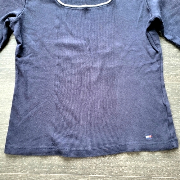 Tommy Hilfiger Navy Cotton Knit Pullover Long sleeves Top Size L - Picture 3 of 6